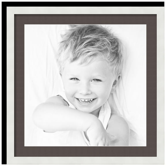 ArtToFrames 24x24" Matted Picture Frame with 20x20" Single Mat Photo Opening Framed in 1.25" Satin White Frame and 2" Chestnut Mat (FWM-3966-24x24)