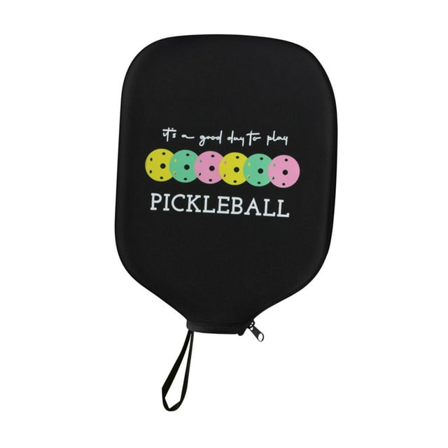 Cubierta de paleta de pickleball, caja de paleta, manga de neopreno, portador de almacenamiento impermeable, cierre portátil de cremallera Negro