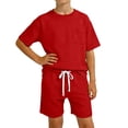 thumbnail image 3 of Boys Casual Set Stylish Breathable Shorts and Short Sleeves Sets Lightweight Soft Summer Clothes for Kids Red Size 2-3 Years, 3 of 4
