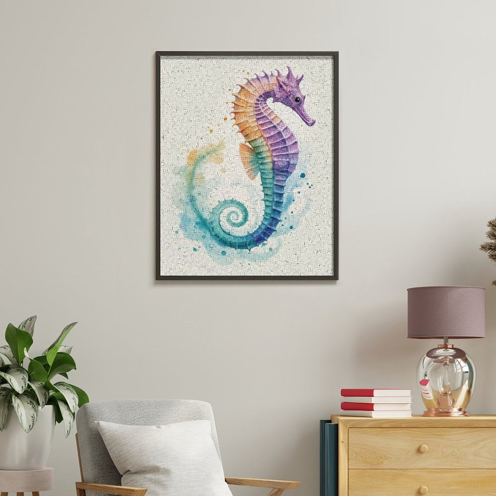 Paint by Numbers Kit for Adults, Colorful Seahorse Watercolor Art Paint by Numbers, Easy Paint by Numbers Kit for Adults Beginner, DIY Adult Paint by Number Kits on Canvas, Home Decor