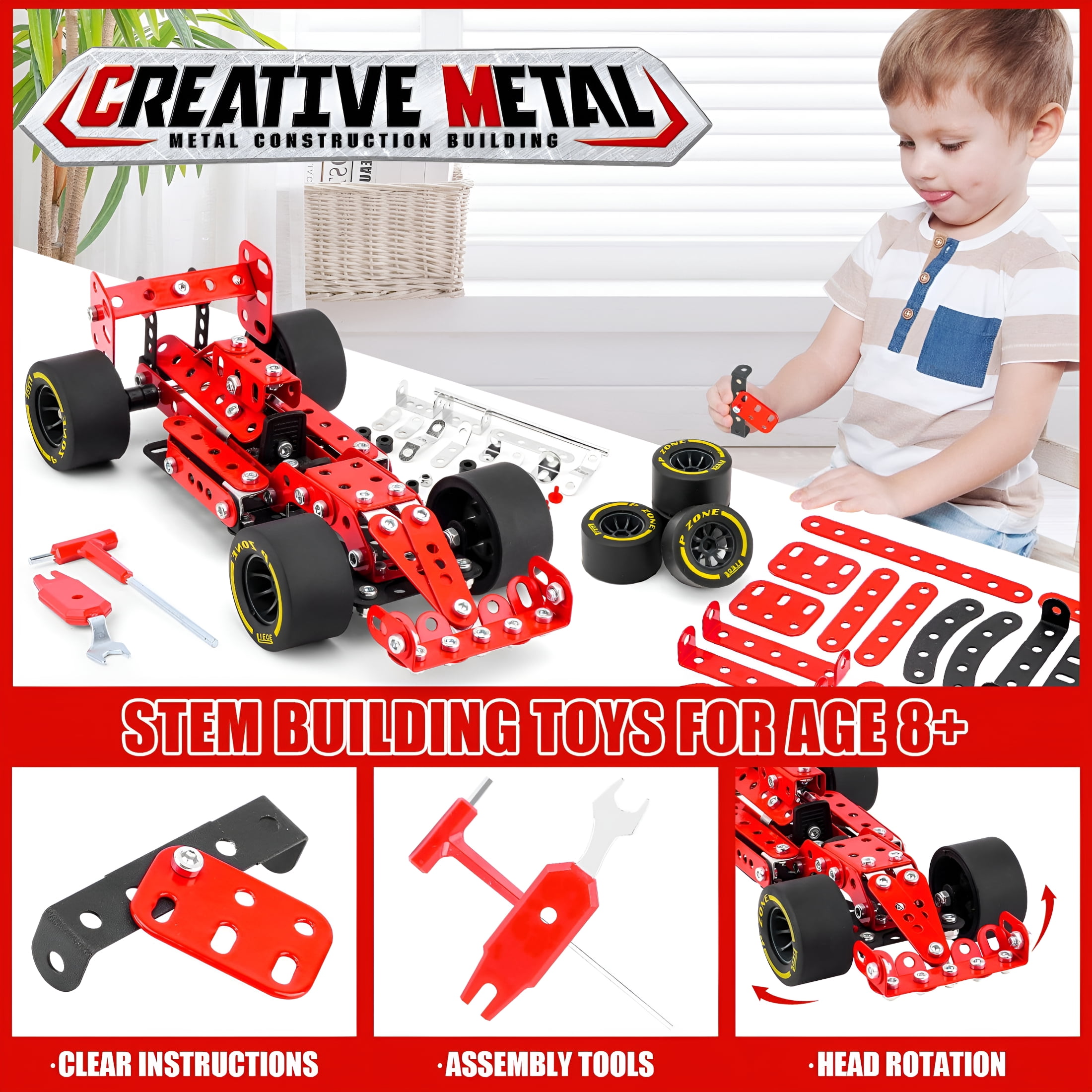 BESTSKY Building Car Metal Model Kits STEM Building Toys for Boys 8-16 Years Old