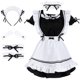 thumbnail image 1 of Vestido de sirvienta Lolita, disfraz de sirvienta de anime japonés para mujer, incluye tocado, pajarita para el cuello, mangas, ligas para las piernas, 1 of 7