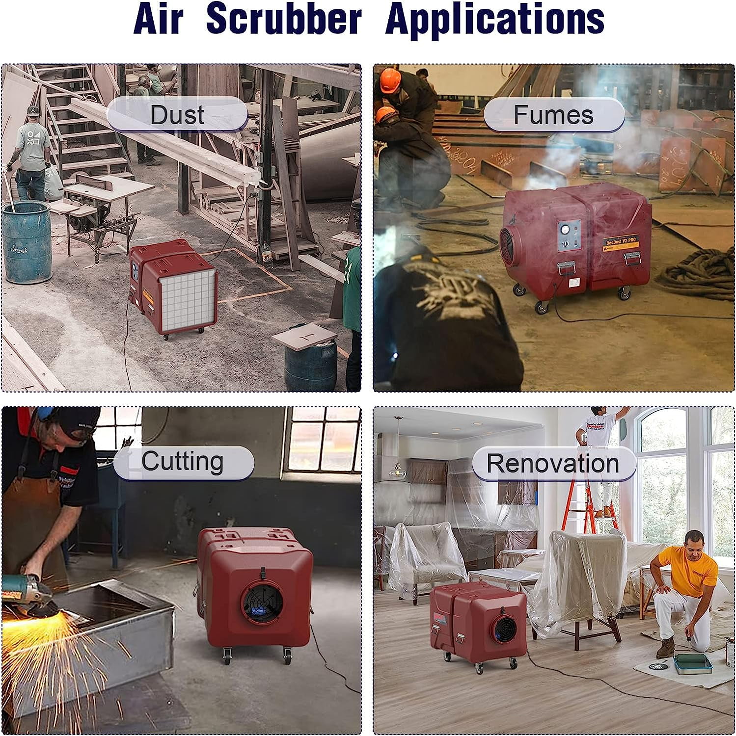 Abestorm 2000 CFM Air Scrubber Commercial with 3 Stage Filtration Negative Air Machine HEPA Air Scrubbers UV-C Light Air Cleaner for Commercial, Industrial, Damage Restoration, and Large Spaces