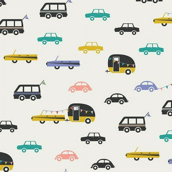 Joyride Day, Vintage camper caravan, Art Gallery Fabrics Day Trip, Sold by the Quarter Yard