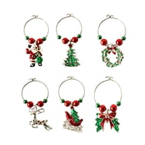 HOMEMAXS  6 Pcs Drink Charms Christmas Wine Glass Ring for Glasses
