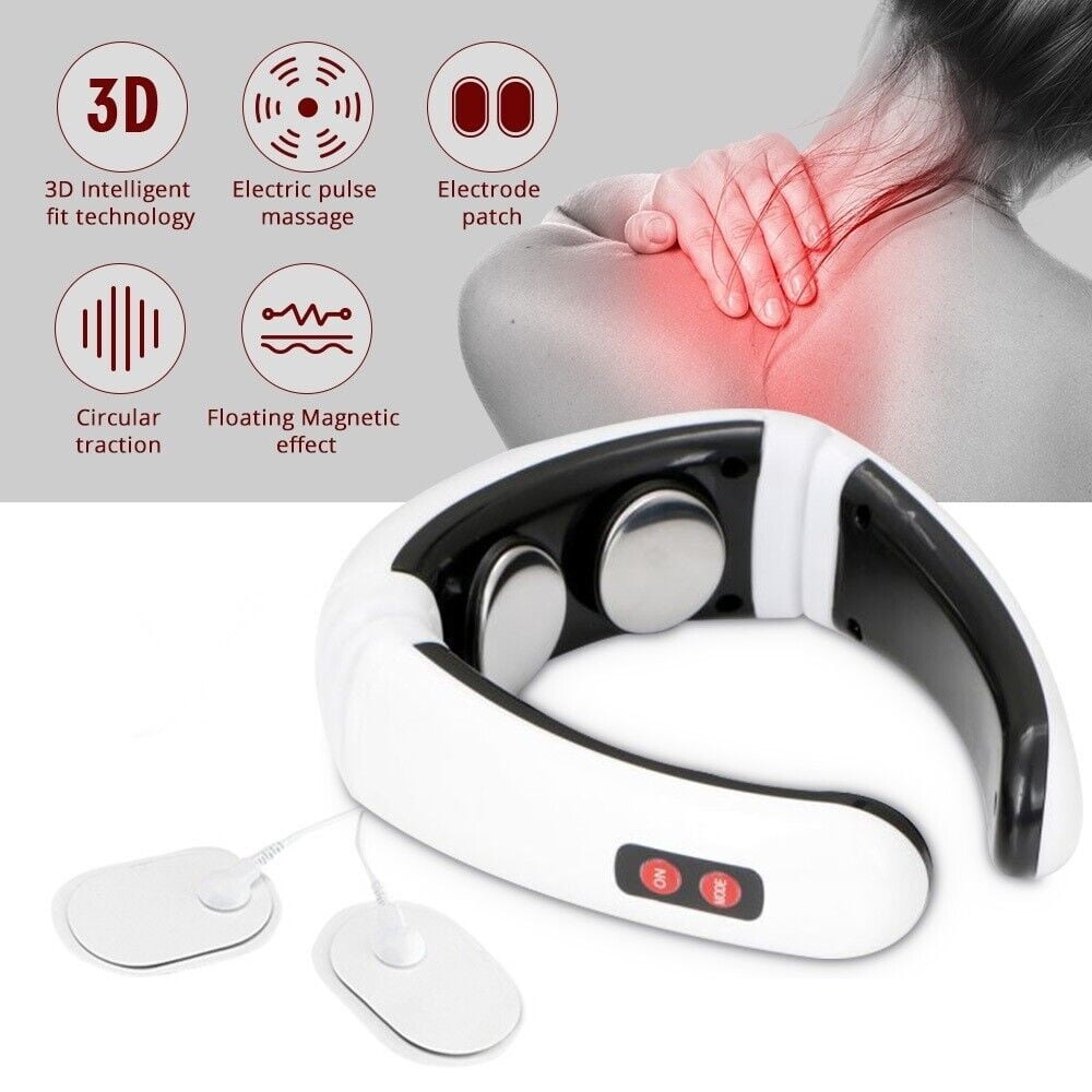 Mieauty Portable Electric Pulse Neck Massager with Pulse Pads for Pain