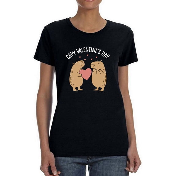 Capy Valentine's Day T-Shirt Women -Smartprints Designs, Female Small