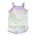 thumbnail image 1 of Ulanda Ensembles Courts pour Filles Enfants Coton Graphique Sans Manches Col Ras du Cou Camisole + Shorts Ensembles 2 Pcs Tenues d'Été (Violet, 5-6 Ans), 1 of 5
