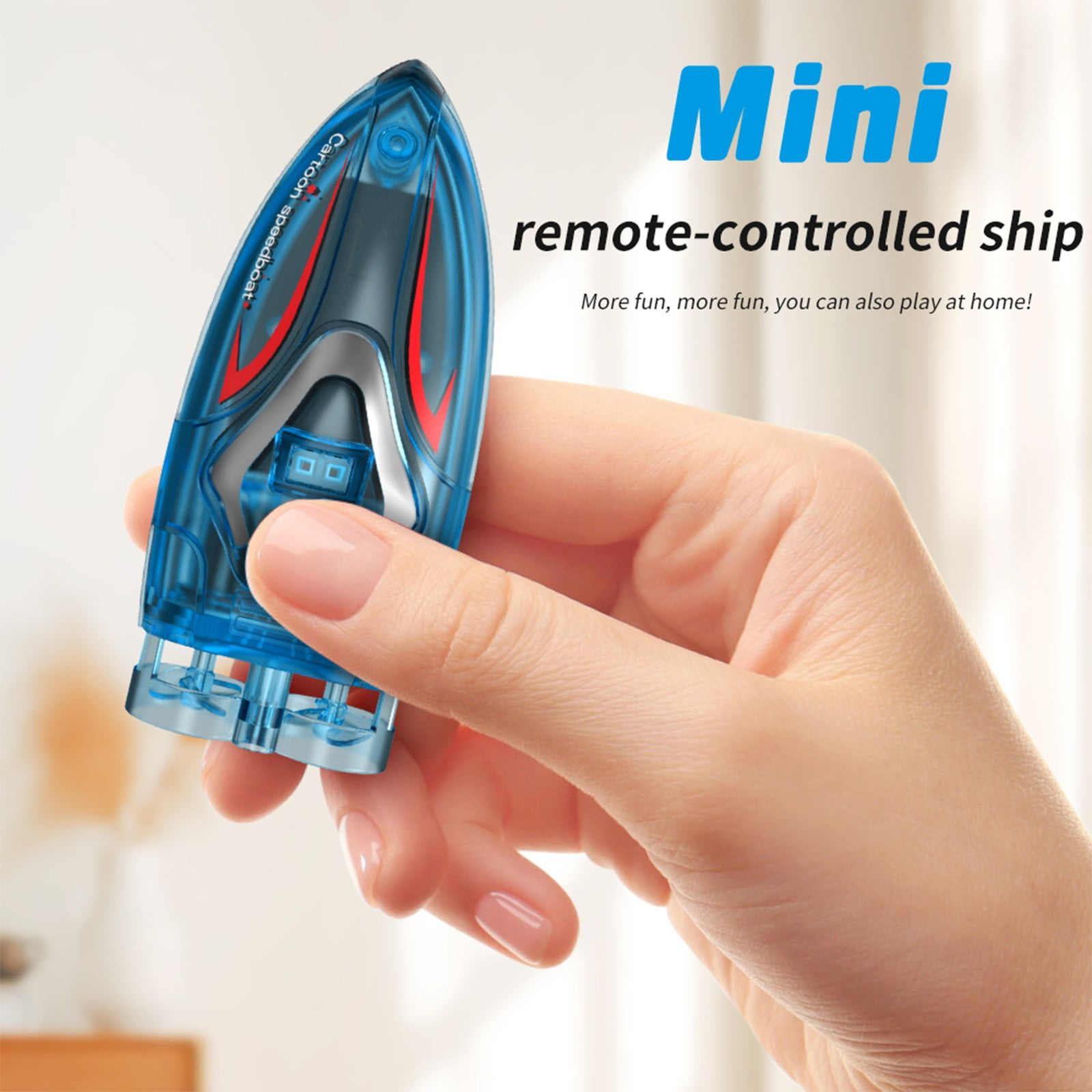 Mini Remote Control Boat Toys 2.4G High Speed RC Boat, Rechargeable Battery Powered RC Boat Fast Charging Play Time, Stunt Control Action RC Boat Indoor Pool Play Toys