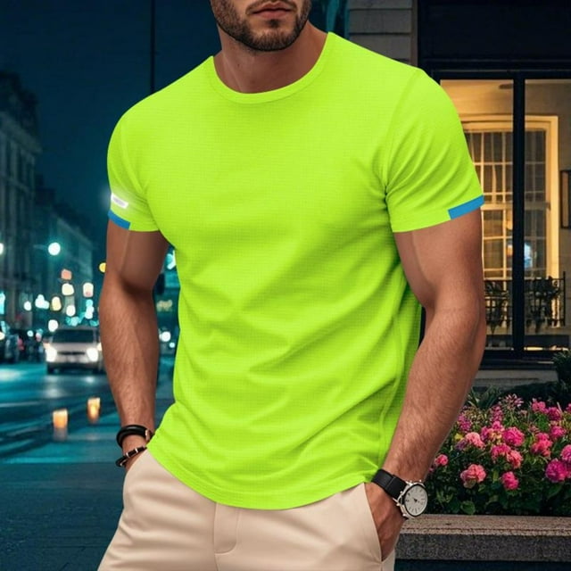 T-shirts à Manches Courtes pour Hommes, Coupe Athlétique, T-Shirts Ajustés pour Hommes, T-Shirts de Gym pour Hommes, T-Shirts à Manches Courtes pour Hommes, Vert, TG