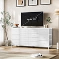 thumbnail image 4 of 63-pulgada 14-cajón blanca fabric cómoda mesa de TV con power outlet, suitable para 65, 70, y 75-pulgada tvs - a long entertainment center para dormitorio, closet, sala de estar, y entrada, 4 of 7