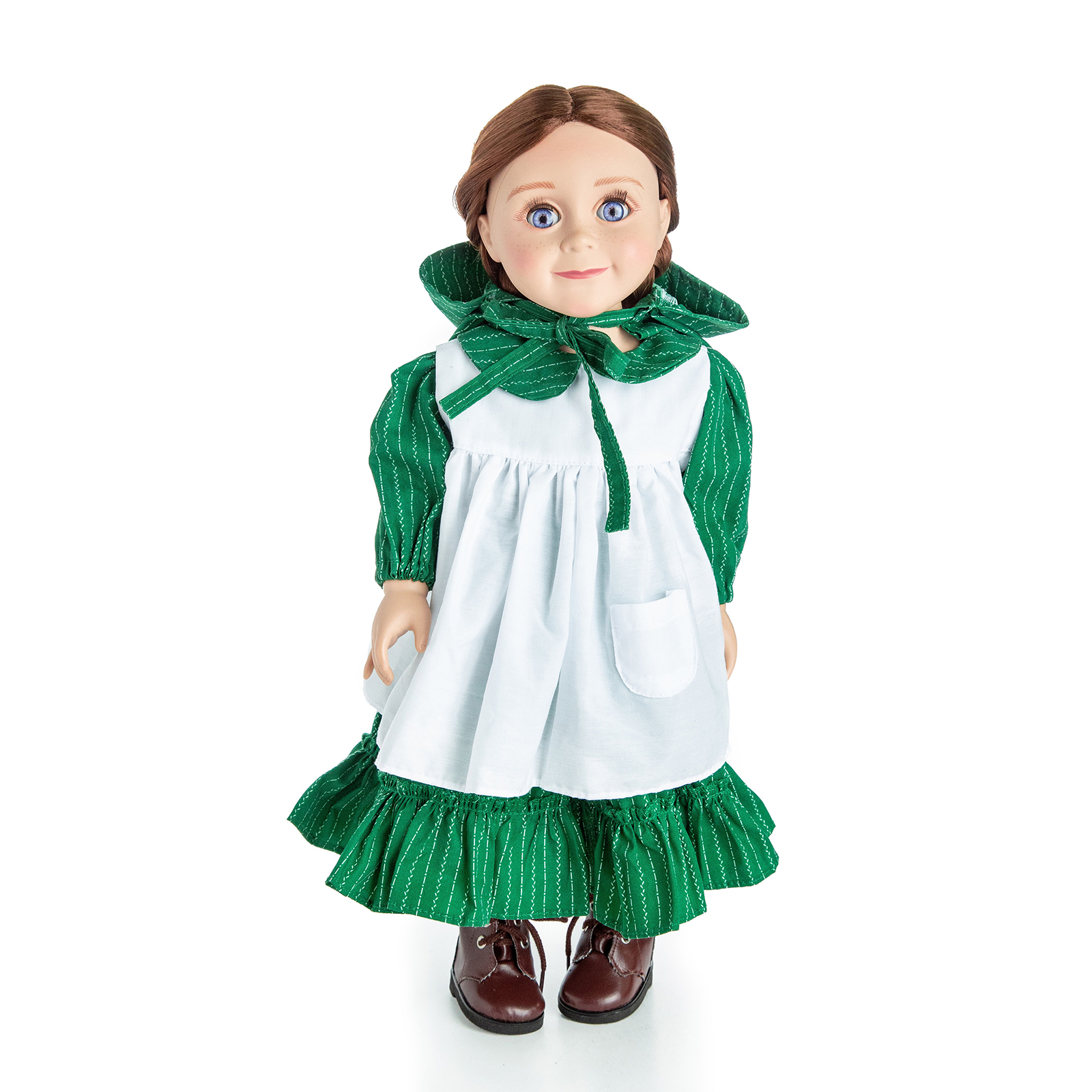 The Queen's Treasures 18 inch Doll Clothes,  Little House on The Prairie Dress Outfit, Realistic 1880's Design Prairie Dress & Bonnet with White Apron, Compatible For Use With American Girl Dolls