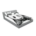 thumbnail image 2 of Ambesonne Animal Fitted Sheet & Pillow Sham Set, Panda Bear Sketch, Queen, White Black, 2 of 2