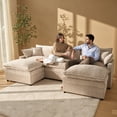 thumbnail image 3 of Toject 107.87" Modular Sectional Sofa U Shaped Cloud Couch, Chenille 4 Seat Deep Seat Sofa with 2 Movable Ottomans for Living Room Bedroom Apartment, Oatmeal, 3 of 10