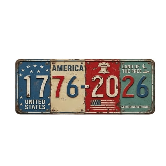USA 250th Anniversary Block Sign, 1776-2026 Semiquincentennial Decor, Vintage Style License Plate Sign, Rustic American Heritage Desk Decor, 1776 To 2026 Patriotic Gift Idea 9