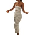 thumbnail image 3 of Vestido de tubo de rayas sin tirantes Y2k para mujer, vestido bodycon sin mangas, vestido largo de punto, sexy, sin espalda, maxi vestido clubwear, 3 of 5