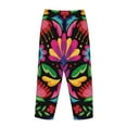 thumbnail image 3 of Lsque Colorful Floral Embroidery Mexican Print Women's Pajama Pants, Lounge Pant - Comfortable Home Wear,Elastic Waistband, Stylish Design-Small, 3 of 9