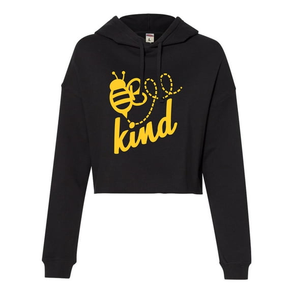Womens Bee Kind Cropped Hooded Sweatshirt