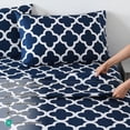 thumbnail image 3 of 100% Viscose Derived from Bamboo Sheets Twin XL, 16" Deep Pocket, Silky Soft, Cpoling, Navy Printed, 3 of 9