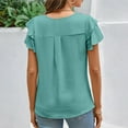 thumbnail image 7 of Lixiuxyad Women Dressy Casual Tops Business Work Blouses Summer Shirts Short Sleeve Crew Neck Trendy Flowy,Green M, 7 of 7
