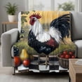 thumbnail image 2 of Black White Vintage Rooster Blanket Soft Cozy Warm Throw Blanket for Couch, Plush Fuzzy Flannel Fleece Blankets for Sofa, Pastoral Animals Watercolor Bed Blankets Lightweight Gifts for Women, 40"x50", 2 of 9