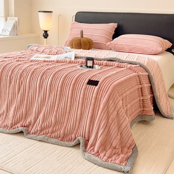 Fwttom Rabbits Furs Blanket Couverture Épaisse pour Sieste au Bureau, Canapé Climatisé, Coraux, Polaire, Châle pour Pause Déjeuner, Petite Couverture