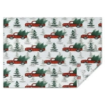Red Christmas Truck and Tree Pattern Rectangle Tablecloth 60"x84",Waterproof Polyester Rectangle Table Cloth, Wipeable Spillproof Polyester Tablecloth for Dining, Camping, Indoor and Outdoor