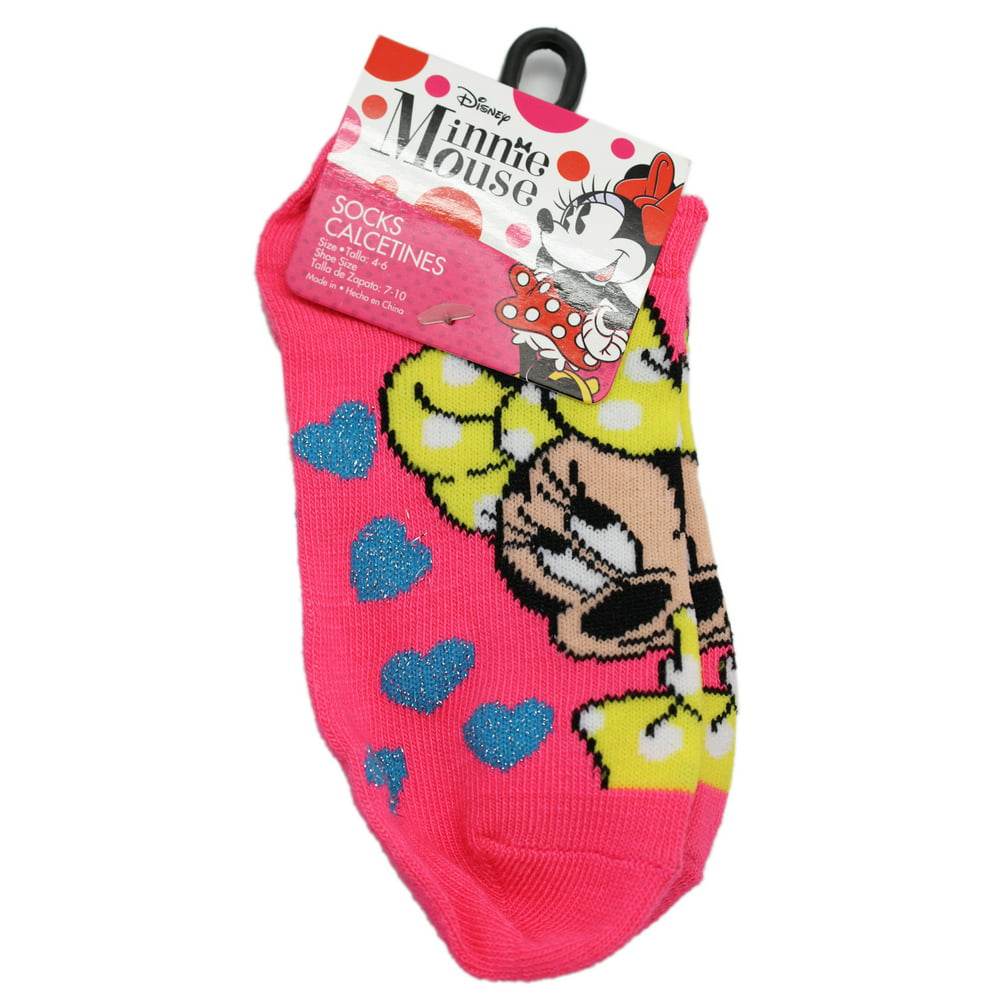Minnie Mouse - Disney's Minnie Mouse Hot Pink Socks w/Glitter Hearts (1 ...