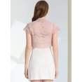 thumbnail image 4 of INSPIRE CHIC Women's Elegant Short Sleeve Sheer Floral Lace Shrug Tops, 4 of 5