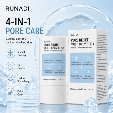 Pore Relief Multi Balm Stick 30g, 4-in-1 Pore Care Instant Cooling Oil Control, Matte Face Stick for Skin Texture Smoothing Daily Care