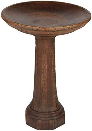 Solid Rock Stoneworks Octagon Bird Bath 24" Tall x 20" Diameter Walnut Color