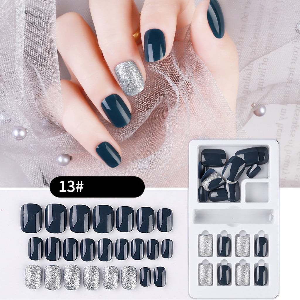 Mnycxen 24Pcs Fake Nails Reusable Stick On Nails Press On Full Cover False Nail Tips - Walmart.com