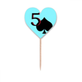 thumbnail image 1 of Cinco poker de espadas pacíficas. Etiqueta del corazón de la bandera del palillo de dientes, 1 of 3