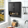 thumbnail image 2 of Costway Bathroom Wall Mounted Medicine Cabinet with Louvered Doors & Towel Bar Black, 2 of 10