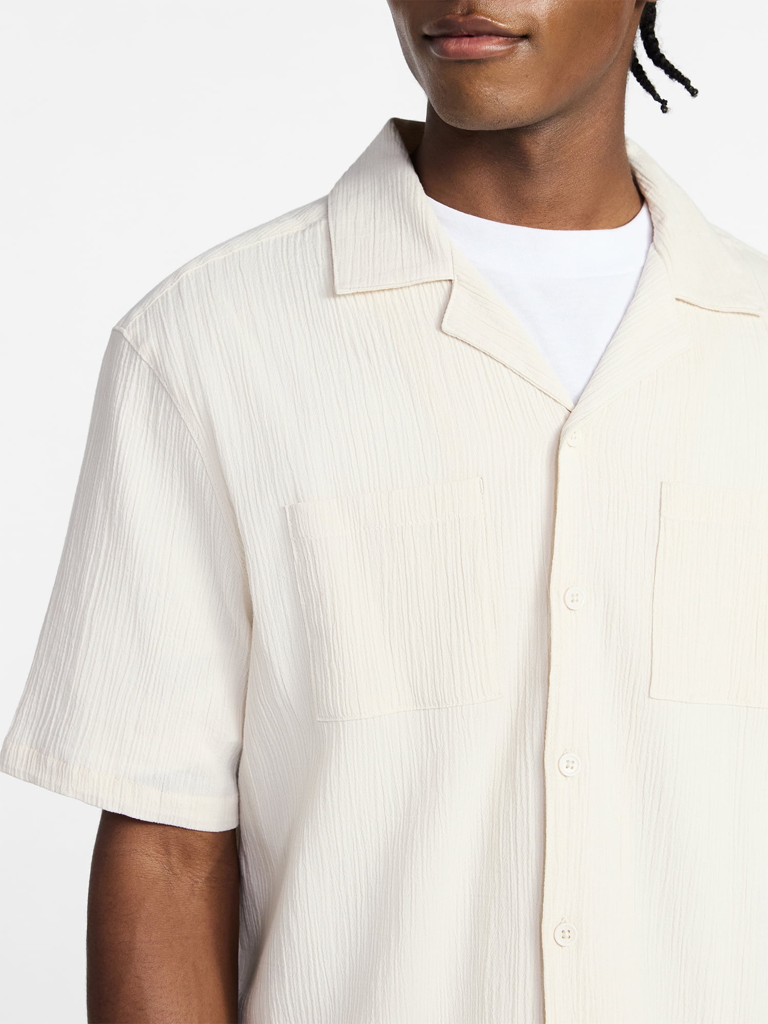 No Boundaries Men's Textured Woven Shirt with Short Sleeves, Sizes XS-4XLT