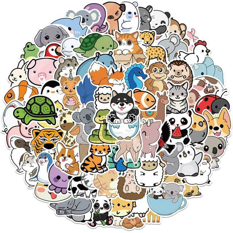 Cute Animal Stickers , 100pcs Waterproof Vinyl Stickers, Animal Stickers for Kids,Vinyl Cute Animal Stickers for Water Bottle, Phone,Laptop, Skateboar