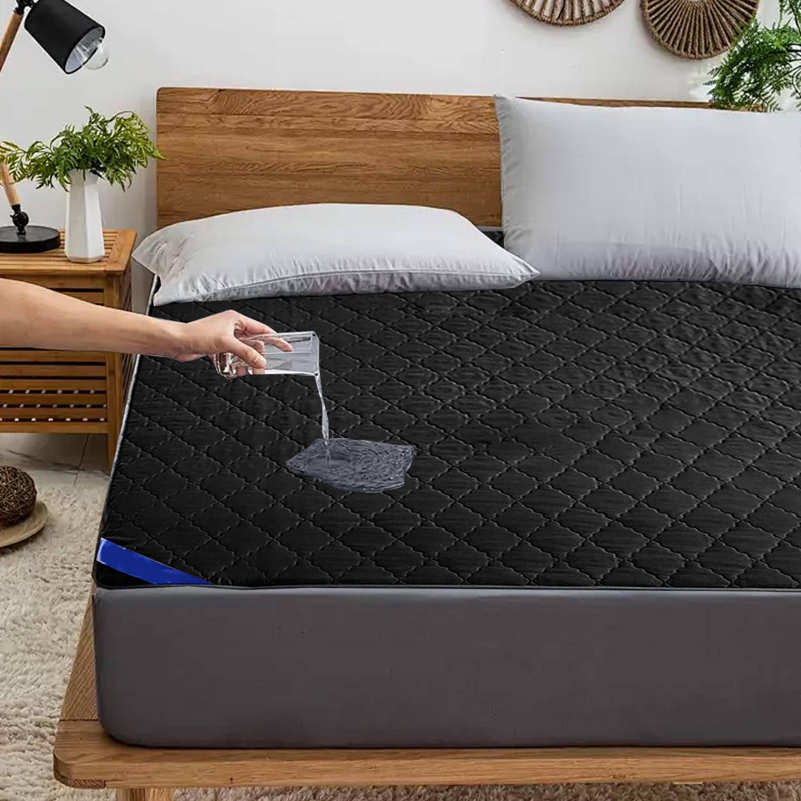 Hmgxay Waterproof Mattress Protector, Cozy Sleep Soft and Breathable Bed Mattress Cover, Dusting Proof Mattress Pad Cover, Fitted Quilted Mattress Cover(59.0x78.7 Inches)