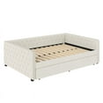 thumbnail image 4 of Full Size Daybed, Upholstered Tufted Sofa Bed with Trundle, Daybed with Button & Copper Nail on Square Arms, Full Daybed with Twin Trundle, Gray, 4 of 15
