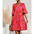 thumbnail image 4 of Vestido de manga plisada vestido casual de poliéster transpirable lavable para mujer para fiesta de playa de verano LYUMO Ropa Deportiva y de Atletismo, 4 of 6