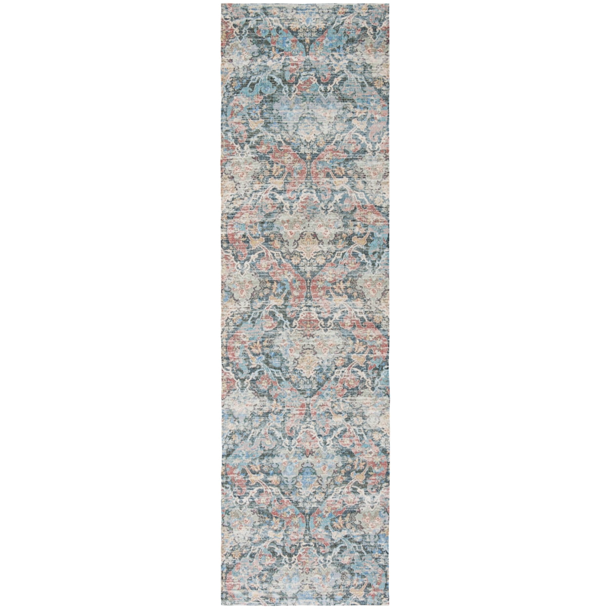 SAFAVIEH Saffron Nikola Floral Area Rug, Coral/Aqua, 6' x 6' Square