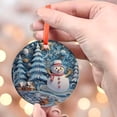thumbnail image 4 of Christmas Ornament,Christmas Decoration,Holiday Gift,Heirloom Keepsake,Round ,Gift Exchange,Gift Idea,Snowman In Village, Holiday Keepsake, Xmas Tree Hanging Decoration, Seasonal G, 4 of 5