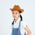 thumbnail image 4 of Kids Girls Boys Cowboy Hats Wide Brim Western Cowgirl Hat with Adjustable Strap Felt Fedora Hat Costume Accessories, 4 of 8