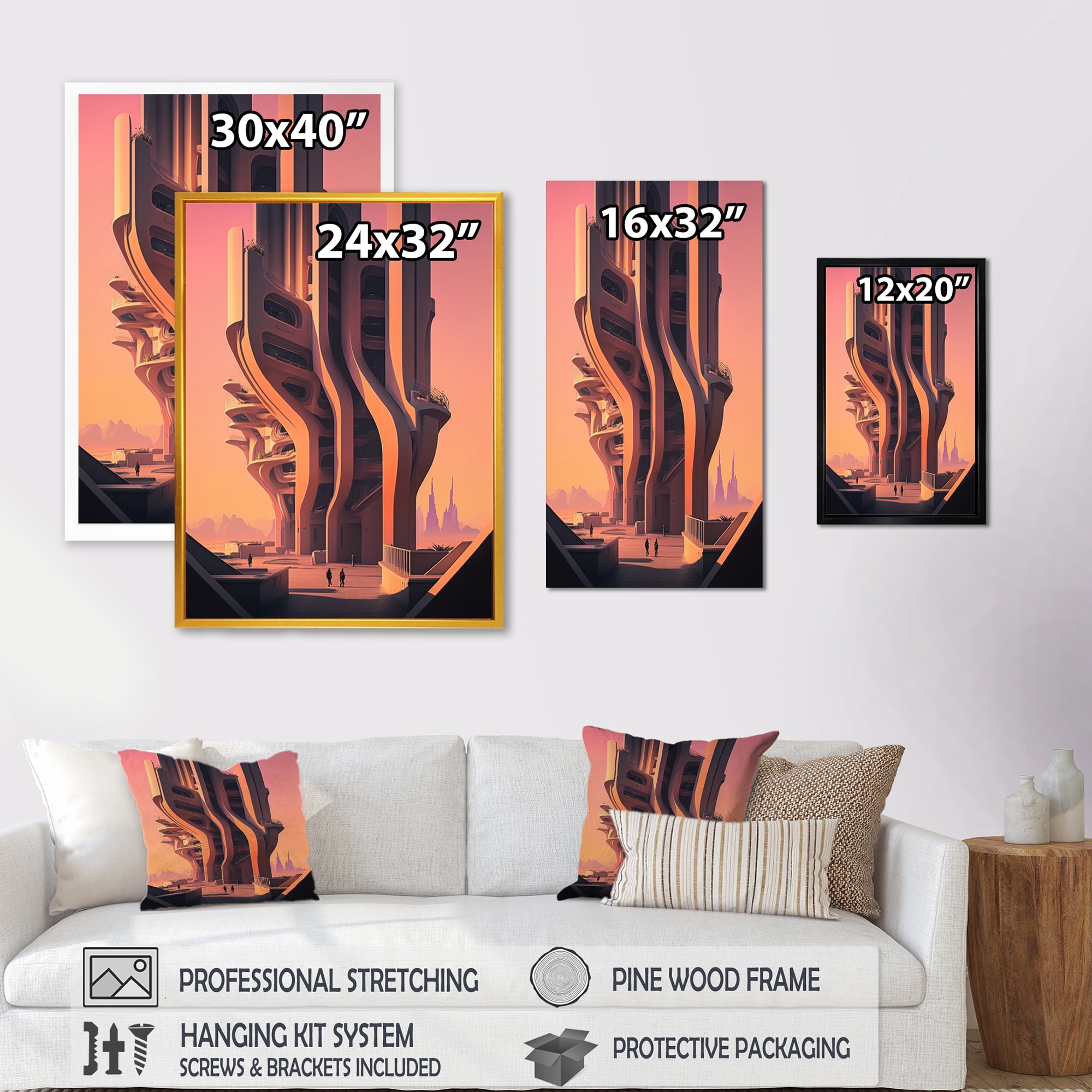 Designart Futuristic Architectural Building III Canvas Wall Art