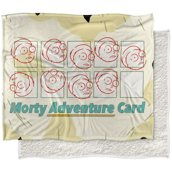 Rick and Morty Blanket, 50'x60' Morty Adventure Card Silky Touch Sherpa Back Super Soft Throw Blanket
