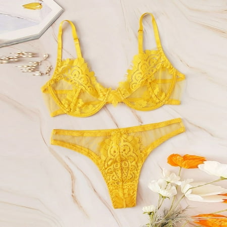 Sentmoon Lingerie for Women Women Sexy-Lingerie Nightwear G-string Underwear Lace Bra Set Sleepwear S-2XL Women s Lingerie  Sleep & Lounge Valentines Day Gifts for Her Fall Saving