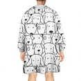 thumbnail image 2 of Cute Black and White Cartoon Line Drawing Dog Wearable Oversized Blanket,Wearable Blanket Hoodie for Adults,Cozy Hooded Blankets with Super Pockets,Super Warm Fuzzy Pullover for Women & Men, 2 of 6