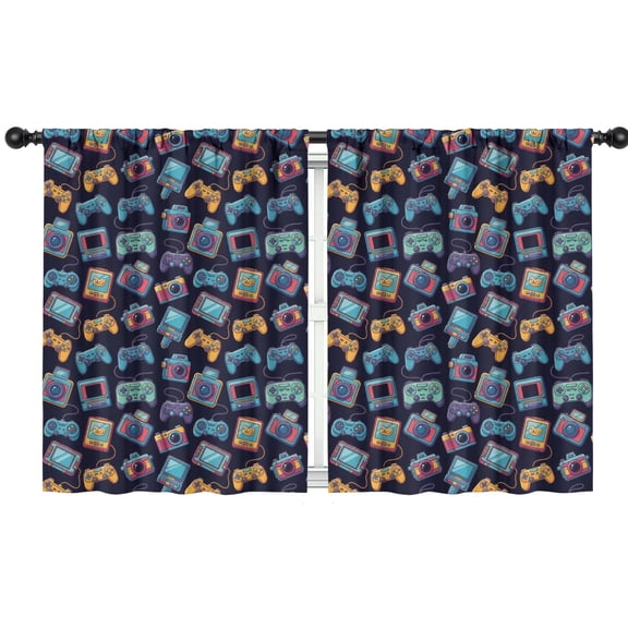 Blackout Kids Curtains,Colorful Games Device Dark Pattern Childrens Insulated Curtains Set Of 2,Bedroom Essentials,Toddler Room Decor 42"x54"