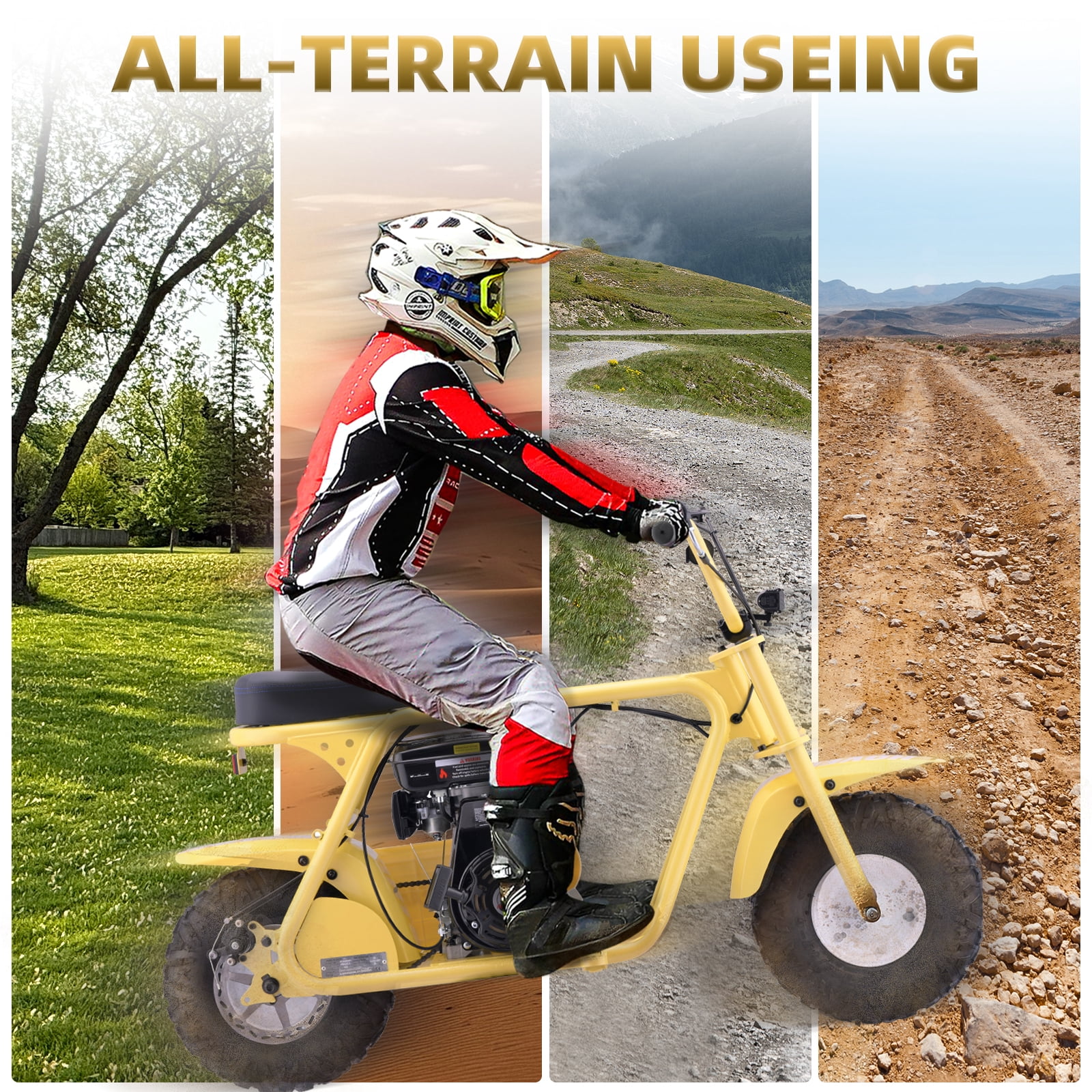 Aoemoe MB001 Gas Powered Mini Dirt Bike 99CC for Teens and Adults, 22MPH Off Road Motorcycle, Weight Support Up to 200 LBS - Yellow