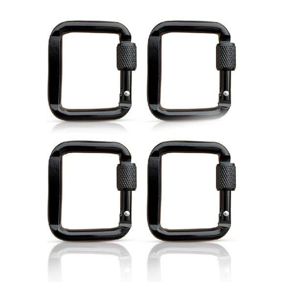 Apooke 4Pcs Square Carabiner Lightweight Keychain Snap Clip Hook Aluminium Screw Carabiner for Outdoor Hiking, Camping, Travel