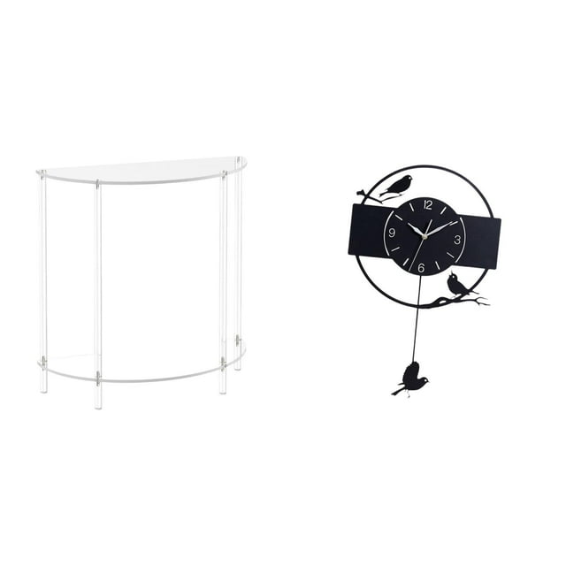 Mesita de noche de acrílico,Mesa auxiliar de acrílico transparente Mesa auxiliar transparente en capas,Reloj de pared,Reloj de pared con diseño de pájaro,reloj colgante de acrílico